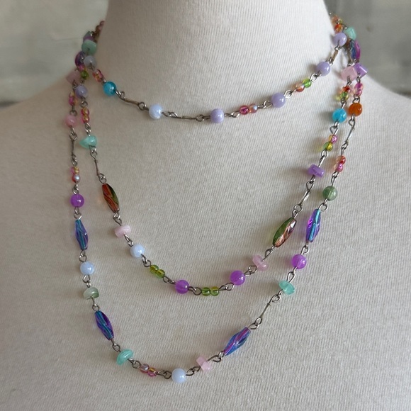 Beads Jewelry - Vintage Colorful Beaded Multi-Strand Necklace